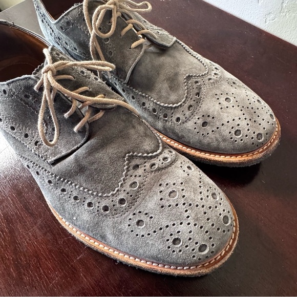 Antonio Maurizi for Suit Supply Gray Suede Oxfords Wing Tips